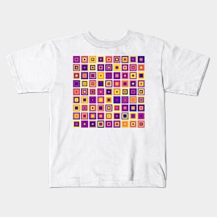 Abstract Square Geometric | Pop Fashion Modern Fusion Layered Blue Red Yellow Kids T-Shirt